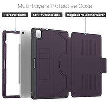 Load image into Gallery viewer, ProElite Case Cover for iPad Air 13 inch M3/M2 2025/2024, Smart Magnetic Shockproof Protective Case for Apple iPad Air 13 inch M3/M2 2025/2024 5 Stable Stands with Pencil Holder, Dark Purple
