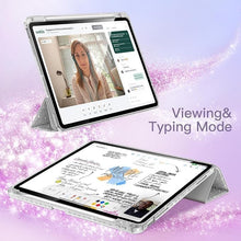 Load image into Gallery viewer, ProElite Case for iPad Air 11 Inch M4/M3/M2, iPad Air 10.9 inch 5th/4th Gen case Cover, Transparent Smart Flip Cover with Pencil Holder, Glittering Silver
