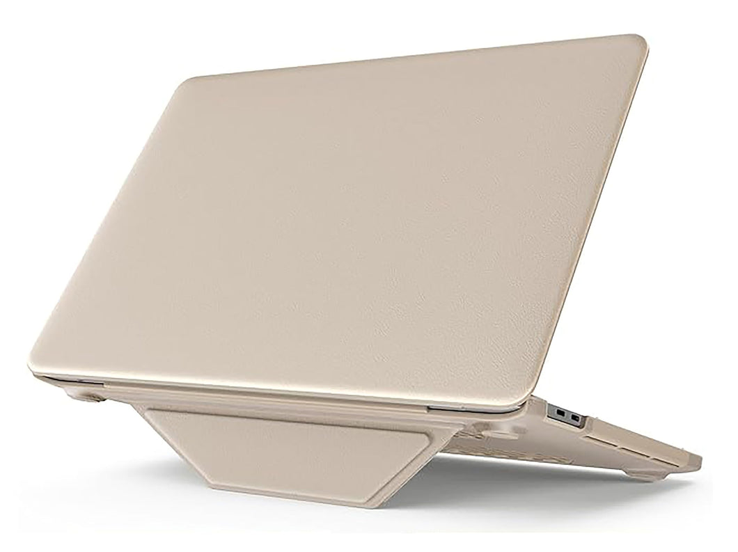 ProElite Case for MacBook Pro 13 inch M2 2024, 2023, 2022-2016 A2338 M1 A2251 A2289 A2159 A1989 A1708 A1706, Slim Leather Case with Foldable stand, Gold