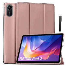 Load image into Gallery viewer, ProElite Case Cover for Xiaomi Redmi Pad 2 11 inch Cover, Smart Flip Case Cover for Xiaomi Redmi Pad 2 11 inch Translucent Back with Stylus Pen [Auto Sleep Wake Feature], Rose Gold
