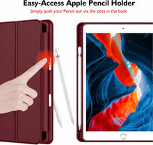 Load image into Gallery viewer, ProElite Smart Case for iPad 10.2 inch 2021 9th/8th/7th Gen [Auto Sleep/Wake Cover] [Pencil Holder] [Soft Flexible Case] Recoil Series - Wine with Stylus Pen
