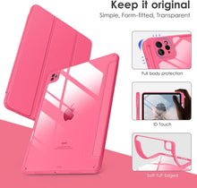 Load image into Gallery viewer, ProElite Case for iPad Air 11 Inch M3/M2 2025/2024, iPad Air 10.9 inch 5th/4th Gen &amp; iPad Pro 11 inch 4th/3rd Gen 2022 case Cover, Transparent Smart Flip Cover with Pencil Holder, Hot Pink
