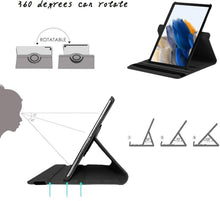 Load image into Gallery viewer, ProElite 360 Rotatable Smart Flip Case Cover for Samsung Galaxy Tab A8 10.5 inch (SM-X200/ SM-X205/ SM-X207) with Stylus Pen, Black

