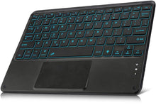 Load image into Gallery viewer, ProElite Ultra-Slim Bluetooth TouchPad Keyboard Upto 11.5 inch Portable Wireless Rechargeable Keyboard for Apple iPad, iPhone, Samsung/Lenovo Tablets, iPadOS/Android Built-in 7-Colors Backlit, Black
