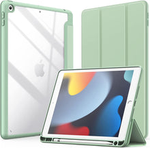 Load image into Gallery viewer, ProElite Smart Flip Case Cover for Apple iPad 10.2 inch 2021 9th/8th/7th Gen, Clear Soft Back with Pencil Holder, Light Green
