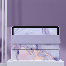 Load image into Gallery viewer, ProElite Cover for Samsung Galaxy Tab S9 FE Plus/S9 Plus/S10+ 12.4 inch Case, Smart Flip Case Cover for Galaxy Tab S9 FE+/S9 Plus/S10+ 12.4 inch with S Pen Holder, Marble Purple [Transparent Back]
