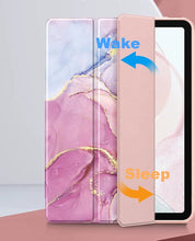 Load image into Gallery viewer, ProElite Cover for Samsung Galaxy Tab S9 FE Plus/S9 Plus/S10+ 12.4 inch Case, Smart Flip Case Cover for Galaxy Tab S9 FE+/S9 Plus/S10+ 12.4 inch with S Pen Holder, Marble Rose Pink [Transparent Back]
