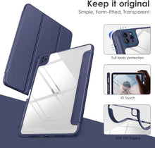 Load image into Gallery viewer, ProElite Case Cover for Apple iPad Air 13 inch M3/M2 2025/2024 Cover, Transparent Smart Flip Cover for iPad Air 13 inch M3/M2 2025/2024 with Pencil Holder, Dark Blue
