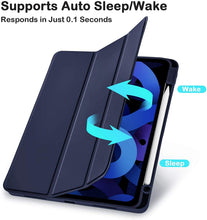 Load image into Gallery viewer, ProElite Case for for Apple iPad Air 11 Inch M4/M3/M2 2026/2025/2024, Air 5th/4th Gen 10.9 inch Pencil Cover for iPad Air [Auto Sleep/Wake Cover] [Pencil Holder] [Soft Flexible Case] Recoil Serie, Dark Blue
