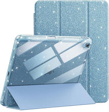 Load image into Gallery viewer, ProElite Case for iPad Air 11 Inch M4/M3/M2, iPad Air 10.9 inch 5th/4th Gen case Cover, Transparent Smart Flip Cover with Pencil Holder, Glittering Dark Blue
