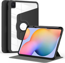 Load image into Gallery viewer, ProElite 360 Degree Rotatable Smart Flip Case Cover for Samsung Galaxy Tab S6 Lite 10.4 Inch 2022 SM-P610/P615, Transparent Back with Pencil Holder, Black
