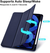 Load image into Gallery viewer, ProElite Pencil Case for iPad Air 11 M4/M3/M2 2026/2025/2024, Pro 11 4th/3rd Gen 2022/2021 &amp; Air 5th/4th Gen 10.9", Auto Sleep/Wake Cover with Pencil Holder [Soft Flexible Case with Stylus] Dark Blue
