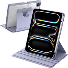 Load image into Gallery viewer, ProElite Rotating Case for Apple iPad Pro 13 inch 2024 M4 with Pencil Holder, 360 Degree Rotation Protective Stand Cover Clear Back for iPad Pro 13 2024, Auto Wake/Sleep, Lavender

