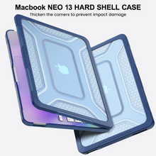 Load image into Gallery viewer, ProElite Transparent Case for MacBook Neo 13 inch 2026 Model Touch ID, Heavy Duty Honeycomb Hard Shell with Slim TPU Bumper and Fold Kickstand, Dark Blue
