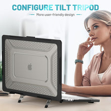 Load image into Gallery viewer, ProElite Case for MacBook Air 15 Case 2023 2024 2025 Release M4 M3 A3114 M2 A2941 with Liquid Retina Display &amp; Touch ID,Heavy Duty Honeycomb Hard Shell with Slim TPU Bumper &amp; Fold Kickstand, Black
