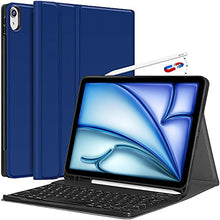 Load image into Gallery viewer, ProElite Detachable Wireless Bluetooth Keyboard case Cover for Apple iPad Air 11 inch 2024 M2/Pro 11 4th &amp; 3rd Gen 2022/2021/ iPad Air 5th/4th Gen 10.9 inch with Pencil Holder, Dark Blue
