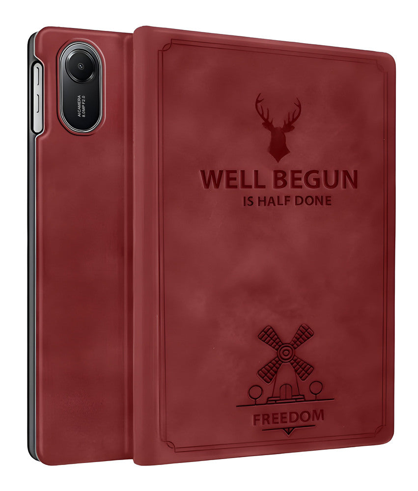 ProElite Case Cover for Xiaomi Redmi Pad 2 11 inch Case, Deer Flip case Cover for Xiaomi Redmi Pad 2 11 inch Case, Wine Red