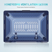 Load image into Gallery viewer, ProElite Case for MacBook Pro 14 inch Case 2024 2023 2022 2021 Release M3 A2918 A2992 M2 A2779 M1 A2442 Pro Max,Heavy Duty Honeycomb Hard Shell with Slim TPU Bumper and Fold Kickstand, Dark Blue
