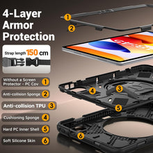 Load image into Gallery viewer, ProElite for Xiaomi Redmi Pad 2 Pro 12.1 inch Case, Rugged 3 Layer Armor case Cover for Xiaomi Redmi Pad 2 Pro 12.1 inch Case with Hand Grip and Rotating Kickstand with Shoulder Strap, Black
