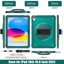 Load image into Gallery viewer, ProElite Cover for Apple iPad 10th Gen Cover Case, Rugged Shockproof Armor case cover for Apple iPad 10th Gen with Hand Grip and Rotating Kickstand (Transparent back) with Should Strap, Midnight Green
