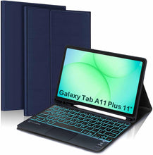 Load image into Gallery viewer, ProElite TouchPad Keyboard case for Galaxy Tab A11 Plus 11 inch with S Pen Holder, Magnetic Detachable Wireless Bluetooth TouchPad Keyboard Built-in 7-Colors Backlit, Dark Blue
