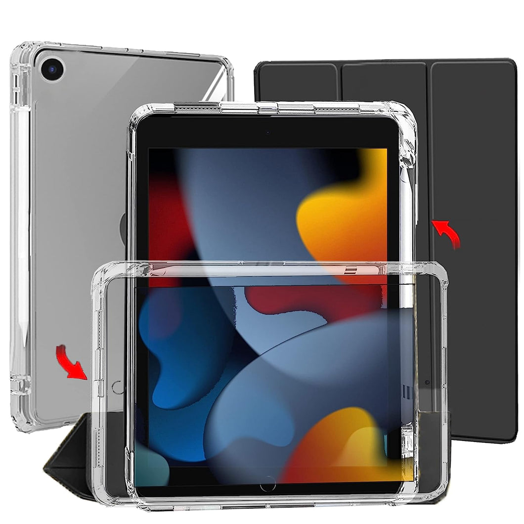 ProElite Sliding Detachable Smart Flip Case Cover for Apple iPad 10.2 inch 9th/8th/7th Gen with Pencil Holder, Black