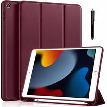 Load image into Gallery viewer, ProElite Smart Case for iPad 10.2 inch 2021 9th/8th/7th Gen [Auto Sleep/Wake Cover] [Pencil Holder] [Soft Flexible Case] Recoil Series - Wine with Stylus Pen

