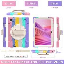 Load image into Gallery viewer, ProElite Cover for Lenovo Tab 10.1 inch 2025 Cover Case, Rugged 3 Layer Armor case Cover for Lenovo Tab 10.1 inch 2025 with Hand Grip &amp; Rotating Kickstand with Shoulder Strap, Rainbow Pink
