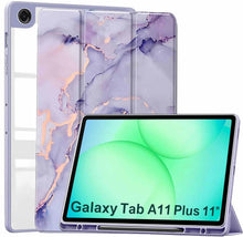 Load image into Gallery viewer, ProElite Cover for Samsung Galaxy Tab A11 Plus 11 inch 2025, Smart Flip Case Cover for Samsung Galaxy Tab A11+ 11" 2025 with Pen Holder, Marble Purple [Transparent Back]
