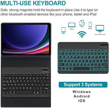 Load image into Gallery viewer, ProElite Keyboard case for Samsung Galaxy Tab S10 FE Plus 13.1 inch, Magnetic Detachable Wireless Bluetooth Keyboard Case Built-in 7-Colors Backlit, Dark Blue
