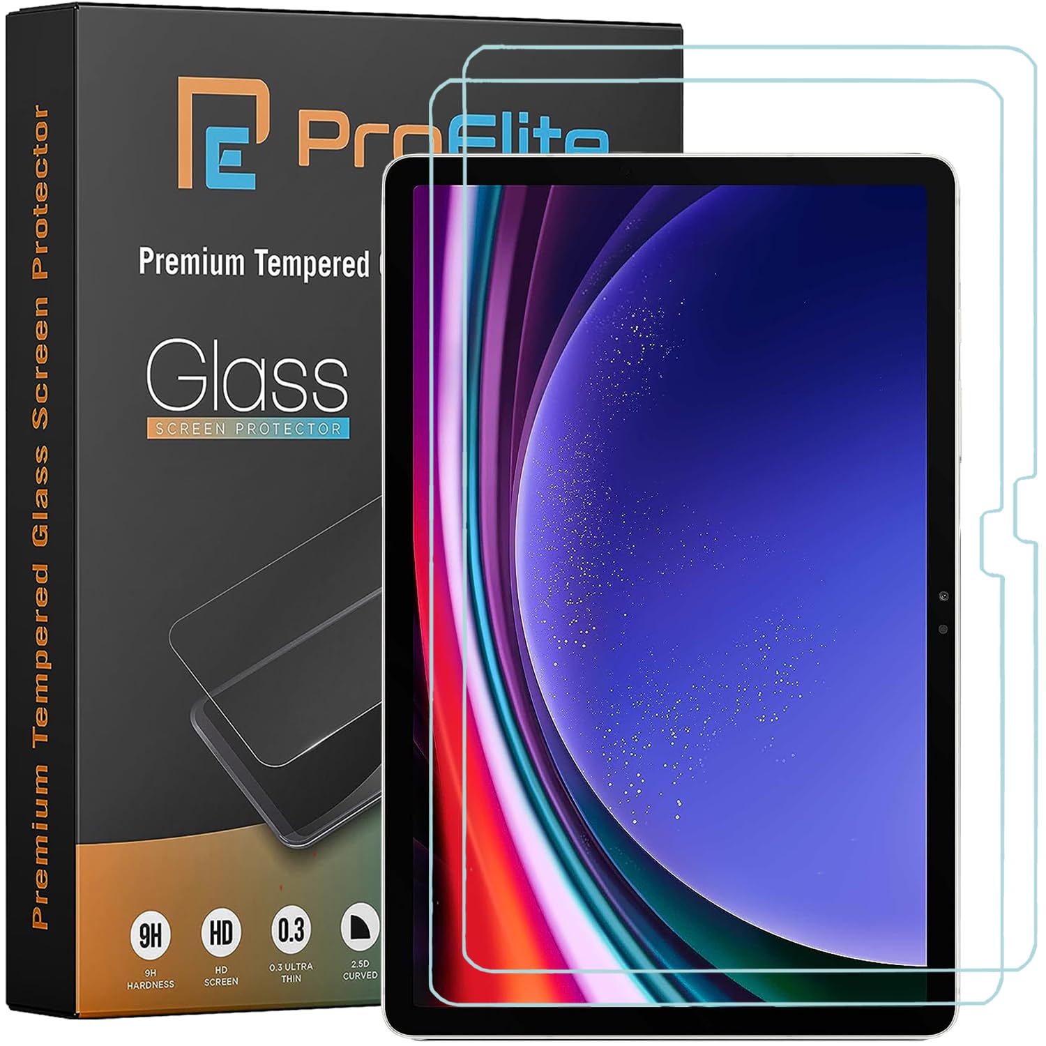 ProElite Premium Tempered Glass Screen Protector for Samsung Galaxy Tab S9  FE+/S10+/S9+/S8+/S7+/S7 FE Inch SM-X800/X806/T970/T975/T976/T735