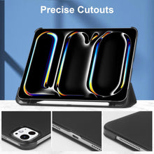Load image into Gallery viewer, ProElite Case Cover for Apple iPad Pro 11 M4 2024 Cover, Smart Translucent &amp; Hard Back Case for Apple iPad Pro 11 inch M4 2024 with Pencil Holder [Support Auto Sleep/Wake ], Black

