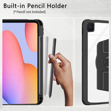 Load image into Gallery viewer, ProElite 360 Degree Rotatable Smart Flip Case Cover for Samsung Galaxy Tab S6 Lite 10.4 Inch 2022 SM-P610/P615, Transparent Back with Pencil Holder, Black
