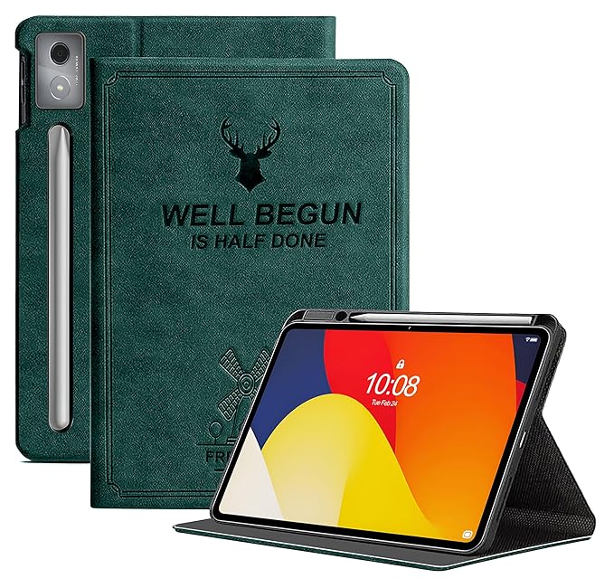 ProElite Cover for Moto Pad 60 Pro 12.7 inch 2025 Case Cover, Deer Smart Flip Case Cover for Moto Pad 60 Pro 12.7 inch 2025 Tablet with Pen Holder, Dark Green