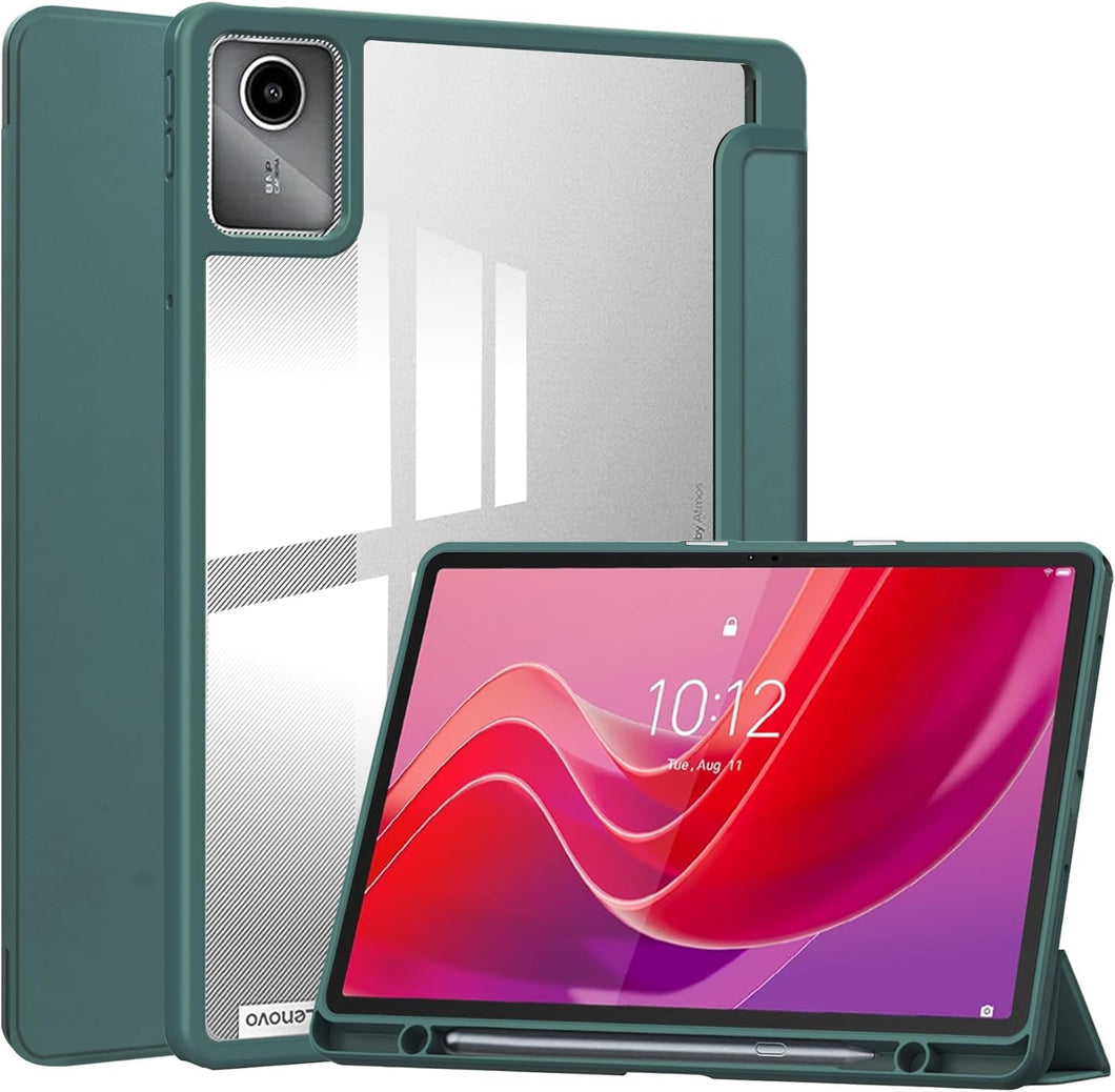 ProElite Cover for Lenovo Tab M11 Case Cover, Smart Flip Case Cover for Lenovo Tab M11 11 inch with Pen Holder, Green [Transparent Back]