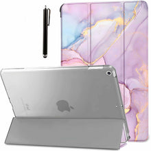 Load image into Gallery viewer, ProElite Smart Trifold Hard Back Flip Stand Case Cover for Apple iPad 9.7 inch 2018/2017 Air 1 Air 2 5th 6th Generation with Stylus Pen- Marble Pink
