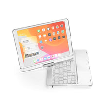Load image into Gallery viewer, {Refurbished} ProElite Rotatable Wireless Bluetooth TouchPad Keyboard flip case Cover for Apple iPad 10.2 inch 9th/8th/7th Generation, Built-in 7-Colors Backlit, Silver
