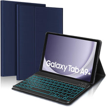 Load image into Gallery viewer, ProElite Keyboard case Cover for Samsung Galaxy Tab A9 Plus 11 inch, Magnetic Detachable Wireless Bluetooth Keyboard Built-in 7-Colors Backlit, Dark Blue
