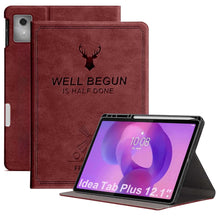 Load image into Gallery viewer, ProElite Cover for Lenovo Idea Tab Plus 12.1 inch 2025 Case Cover, Deer Smart Flip Case Cover for Lenovo Idea Tab Plus 12.1 inch 2025 Tablet with Pen Holder, Wine Red
