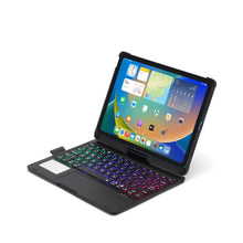 Load image into Gallery viewer, ProElite Rotatable Wireless Bluetooth TouchPad Keyboard flip case Cover for Apple iPad (A16) 11th/10th Generation 2025/2022, Built-in 7-Colors Backlit, Black

