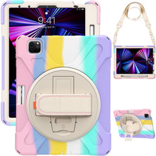 Load image into Gallery viewer, ProElite Rugged 3 Layer Armor case cover for Apple iPad Air 11 M3/M2 , iPad Air 5th/4th Gen 10.9 inch with Hand Grip, Pencil holder and Rotating KickStand, Rainbow
