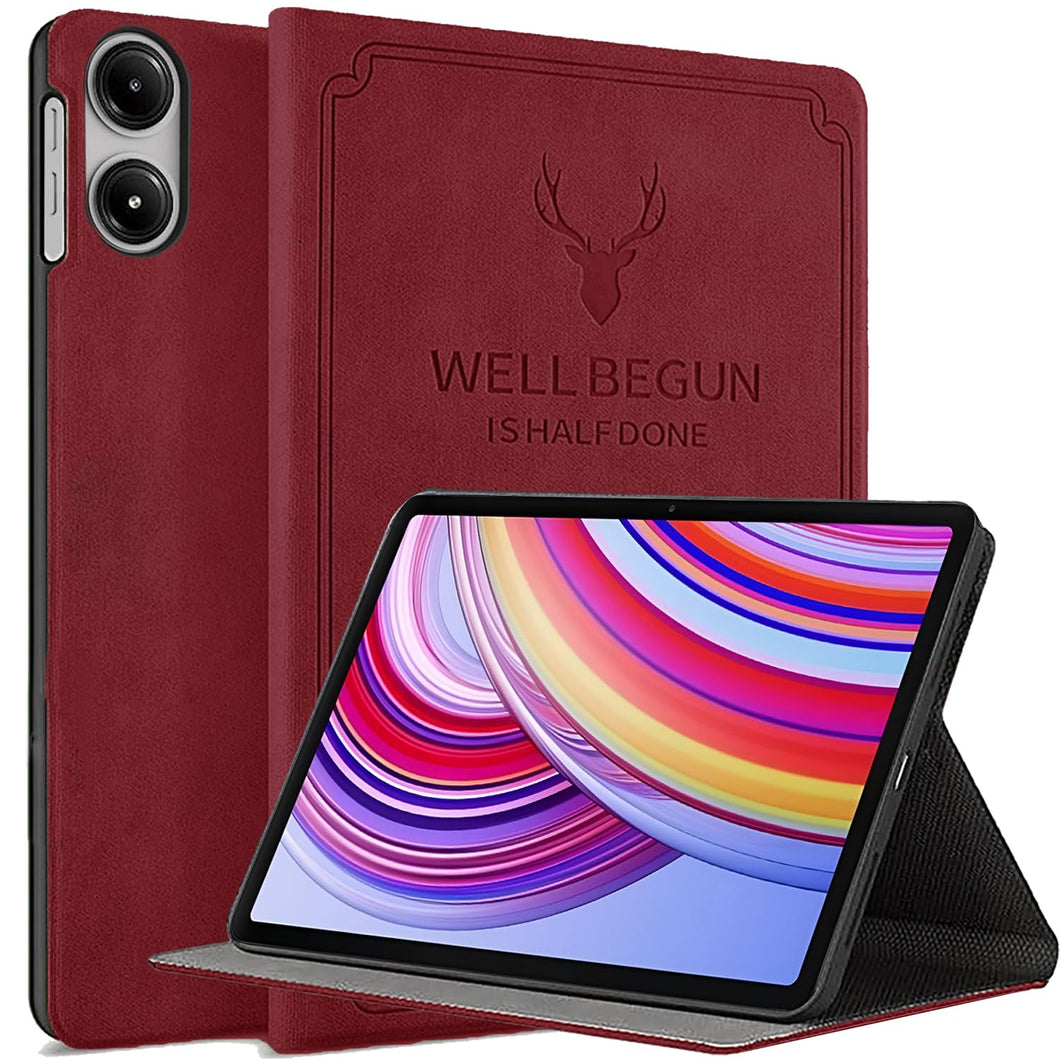 ProElite Case Cover for Redmi Pad Pro 12.1 inch Case, Deer Flip case Cover for Redmi Pad Pro 12.1 inch Tablet [Auto Sleep Wake Feature], Wine Red