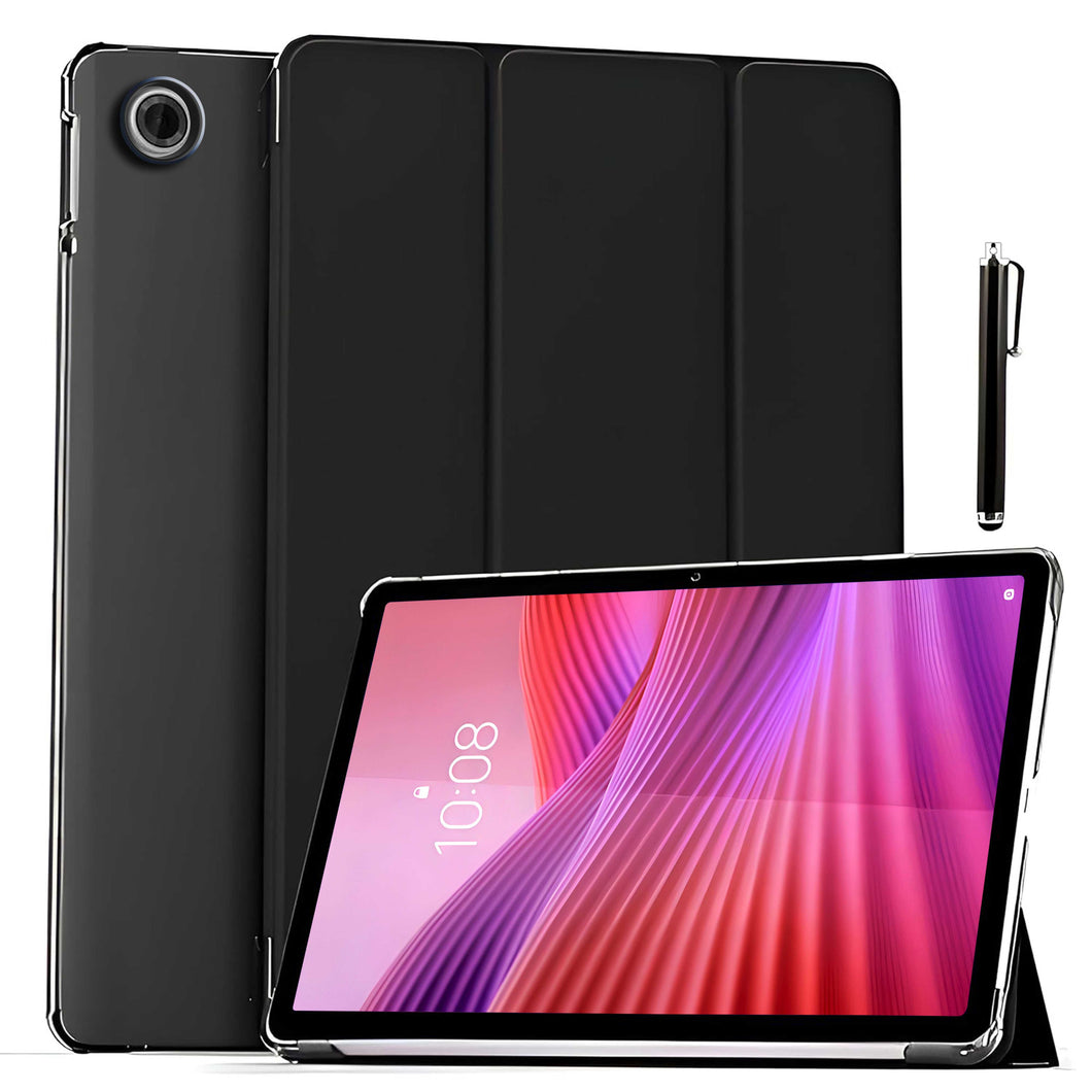 ProElite Case Cover for Lenovo Tab 10.1 inch 2025 Case, Smart Flip Case Cover for Lenovo Tab 10.1 inch 2025 Case Translucent Back with Stylus Pen [Auto Sleep Wake Feature], Black