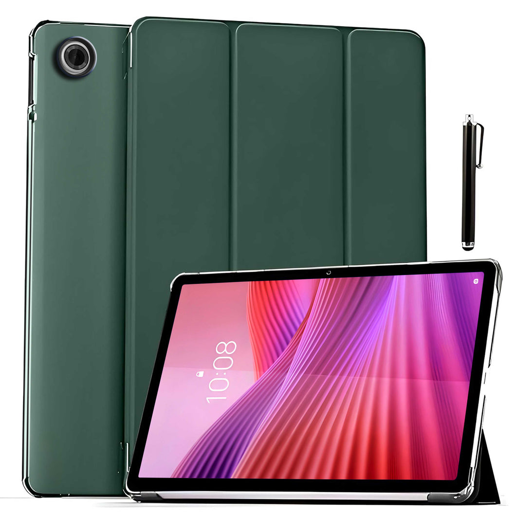 ProElite Case Cover for Lenovo Tab 10.1 inch 2025 Case, Smart Flip Case Cover for Lenovo Tab 10.1 inch 2025 Case Translucent Back with Stylus Pen [Auto Sleep Wake Feature], Dark Green