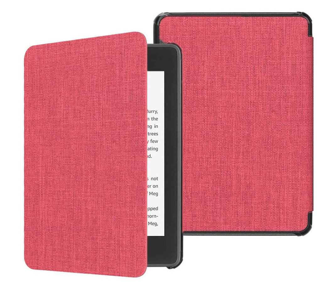 ProElite Premium Nylon Fabric Smart Flip case Cover for Amazon Kindle Paperwhite 11th Generation 6.8 inch 2021, Red (Fits Signature Edition Also)