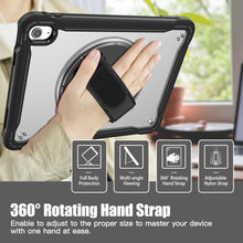 Load image into Gallery viewer, ProElite Cover for iPad (A16) 11th/10th Gen (2025/2022) Case, Rugged Shockproof Armor case for iPad 11th/10th Gen with Hand Grip and Rotating Kickstand (Transparent Back) with Should Strap, Black
