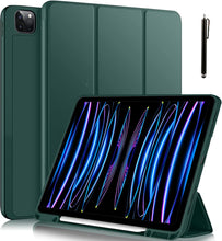 Load image into Gallery viewer, ProElite Smart Case for iPad Pro 12.9 inch 2022/2021 6th/5th Generation [Auto Sleep/Wake Cover] [Left Side Pencil Holder] [Soft Flexible Case with Stylus ] Recoil Series - Dark Green
