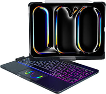 Load image into Gallery viewer, {Refurbished} ProElite 360 Degree Rotatable Wireless Bluetooth TouchPad Keyboard case Cover for Apple iPad Pro 11 inch 2024/2025 M4/M5 5th/6th Gen, Built-in 7-Colors Backlit, Black
