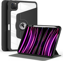 Load image into Gallery viewer, ProElite 360 Degree Rotatable Smart Flip Case Cover for Apple iPad Pro 11 inch 4th/3rd/2nd Gen 2022/2021/2020, Transparent Back with Pencil Holder, Black
