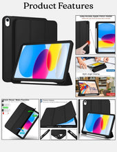 Load image into Gallery viewer, ProElite Smart Case for iPad (A16) 11th/10th Generation (2025/2022) [Auto Sleep/Wake Cover] [Left Side Pencil Holder] [Soft Flexible Case] Recoil Series - Marble Black
